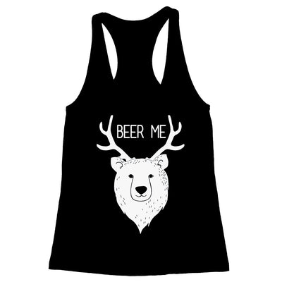 Bear + Deer = Beer Me Women's Racerback Tank