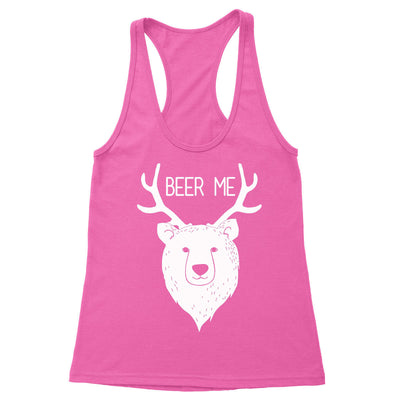 Bear + Deer = Beer Me Women's Racerback Tank